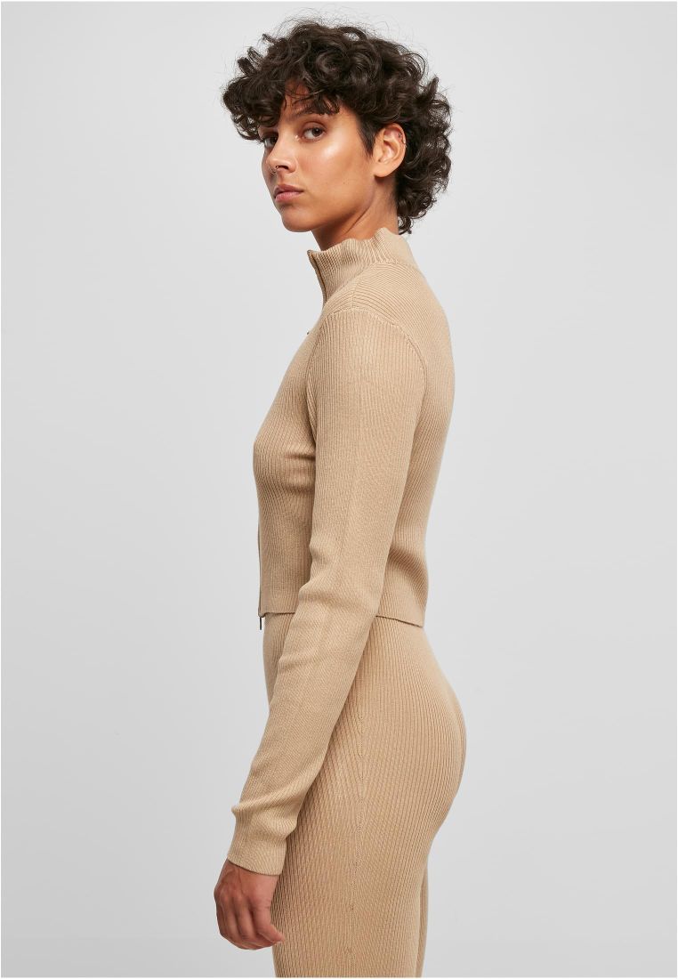 Ladies Cropped Rib Knit Zip Cardigan - Ladies Crewnecks and College Jackets - TTUTB5089 - 575