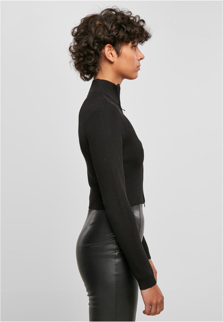 Ladies Cropped Rib Knit Zip Cardigan - Ladies Crewnecks and College Jackets - TTUTB5089 - 6