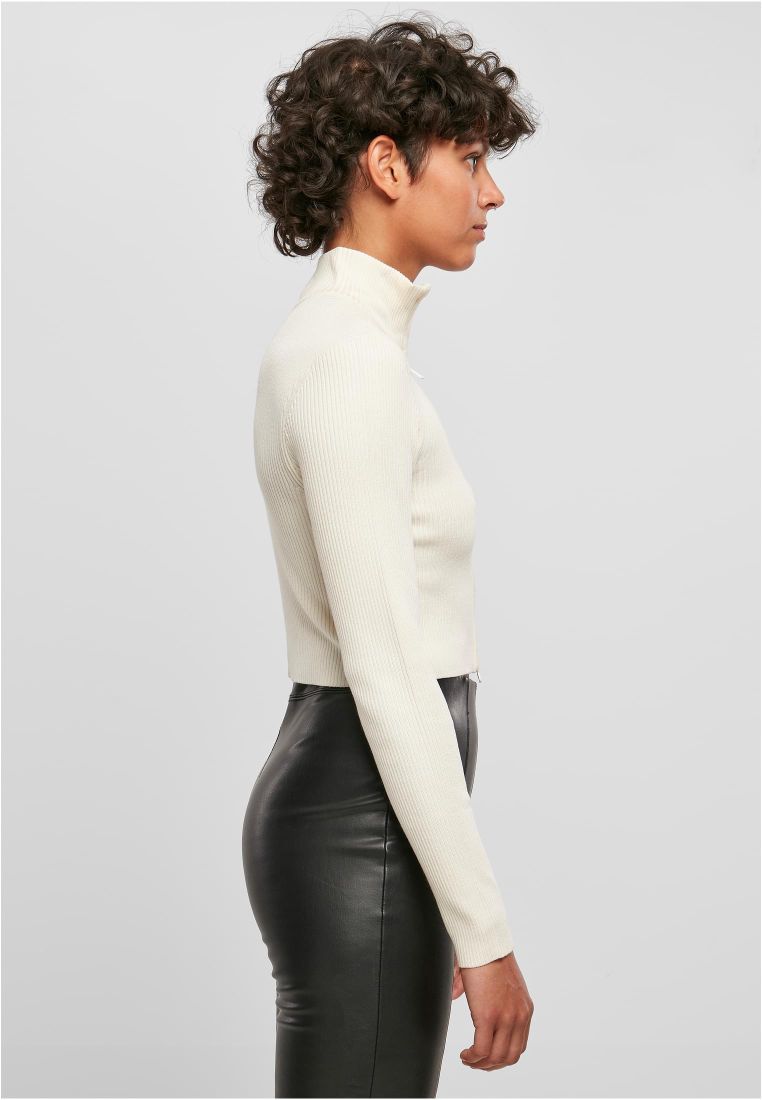 Ladies Cropped Rib Knit Zip Cardigan - Ladies Crewnecks and College Jackets - TTUTB5089 - 306