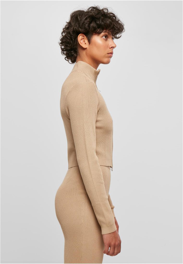 Ladies Cropped Rib Knit Zip Cardigan - Ladies Crewnecks and College Jackets - TTUTB5089 - 577