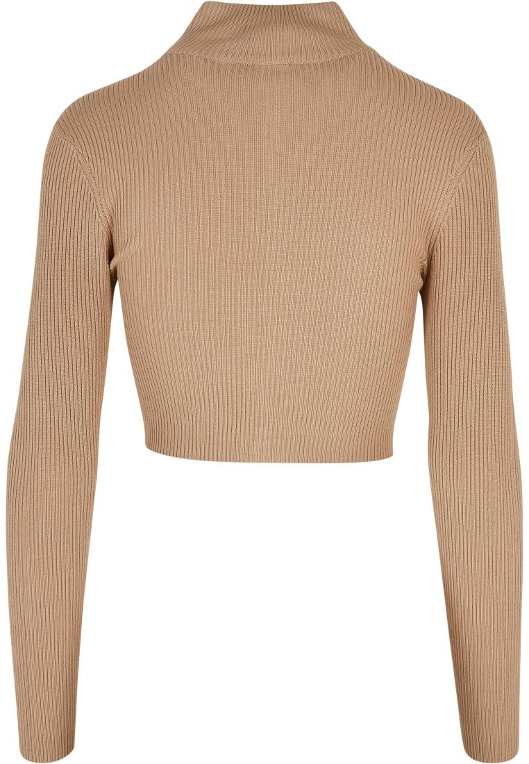 Ladies Cropped Rib Knit Zip Cardigan - Ladies Crewnecks and College Jackets - TTUTB5089 - 580