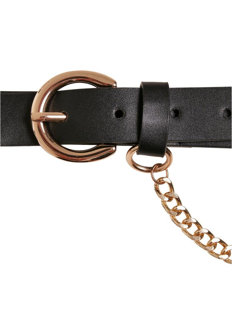 Synthetic Leather Belt With Chain Bronx.fi webstore