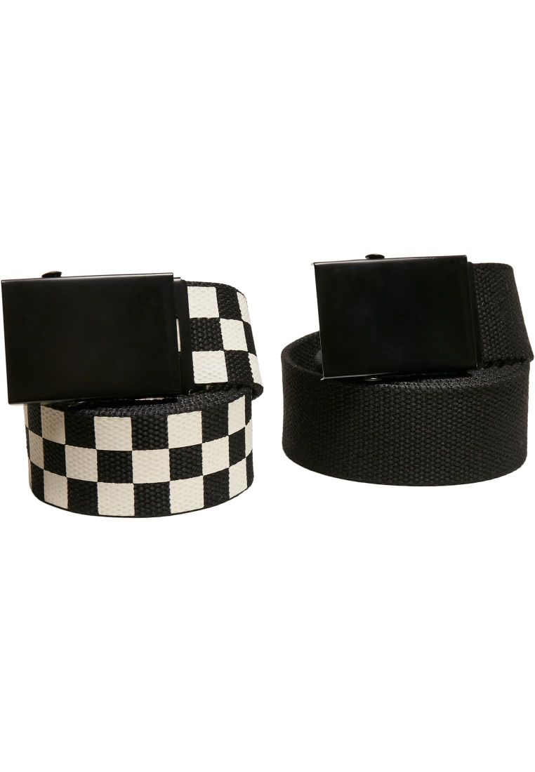 Check And Solid Canvas Belt 2-Pack - Vyöt - TTUTB5139 - 32
