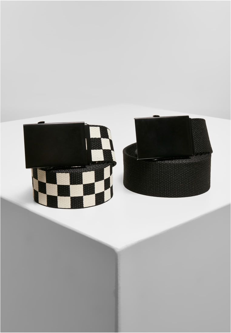 Check And Solid Canvas Belt 2-Pack - Belts - TTUTB5139 - 3