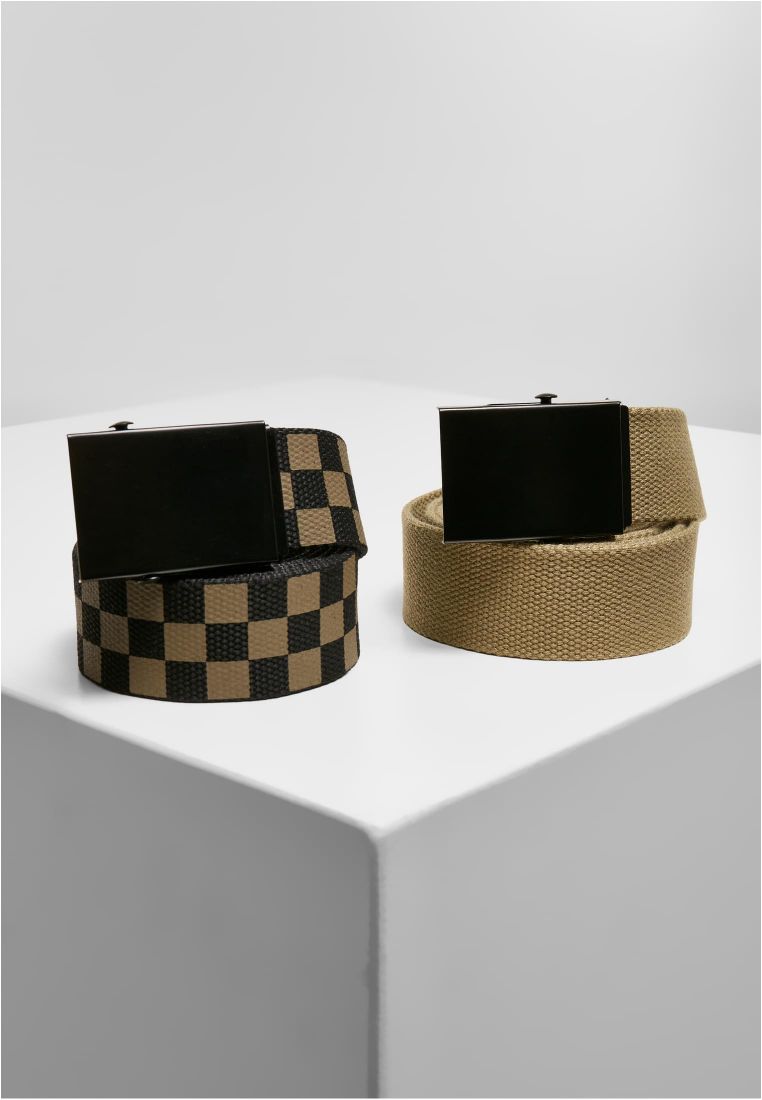 Check And Solid Canvas Belt 2-Pack - Belts - TTUTB5139 - 64