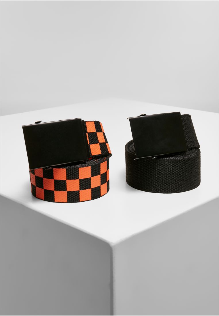 Check And Solid Canvas Belt 2-Pack - Vyöt - TTUTB5139 - 124