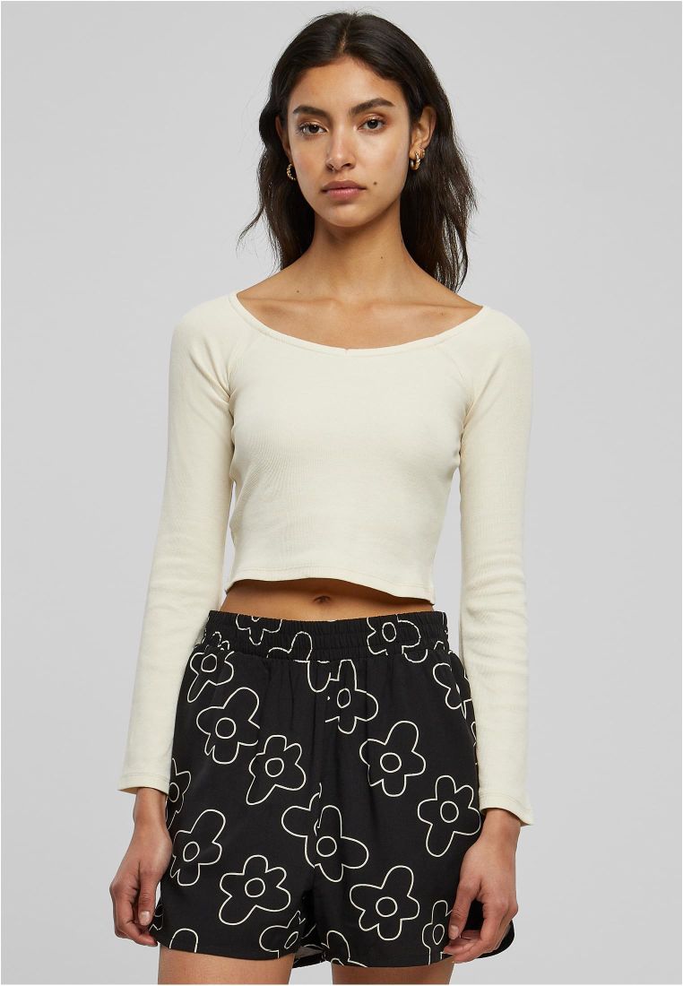 Ladies Short Rib Wide V-Neck Longsleeve - Ladies Crewnecks and College Jackets - TTUTB5416 - 571