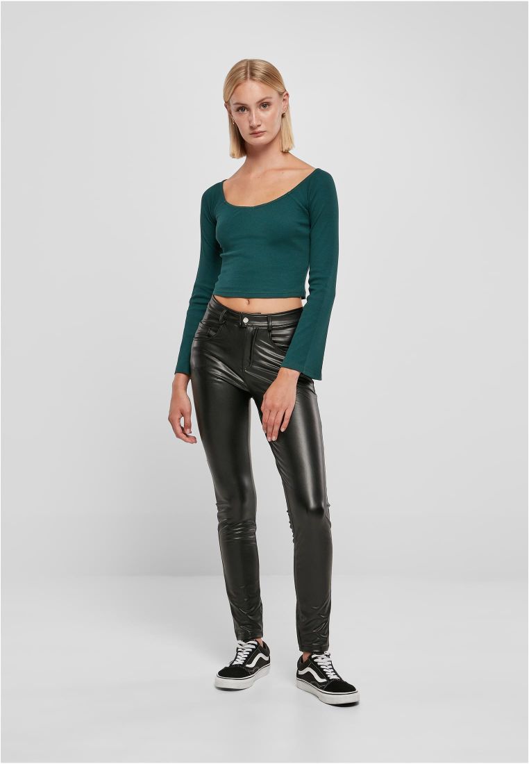 Ladies Short Rib Wide V-Neck Longsleeve - Ladies Crewnecks and College Jackets - TTUTB5416 - 308