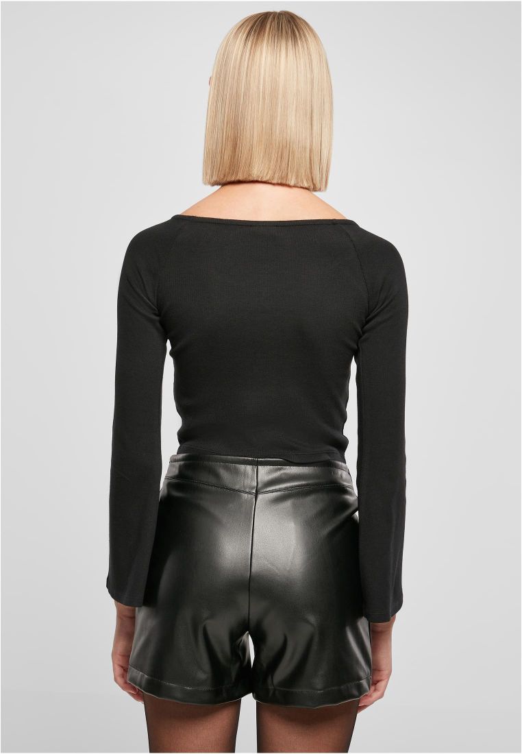 Ladies Short Rib Wide V-Neck Longsleeve - Ladies Crewnecks and College Jackets - TTUTB5416 - 5