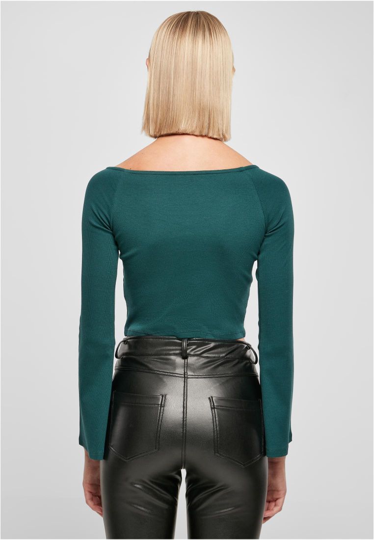 Ladies Short Rib Wide V-Neck Longsleeve - Ladies Crewnecks and College Jackets - TTUTB5416 - 306