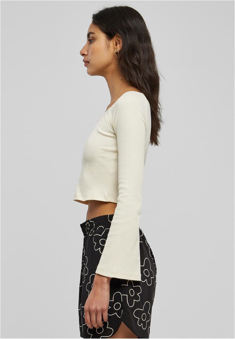 Ladies Short Rib Wide V-Neck Longsleeve - Ladies Crewnecks and College Jackets - TTUTB5416 - 575