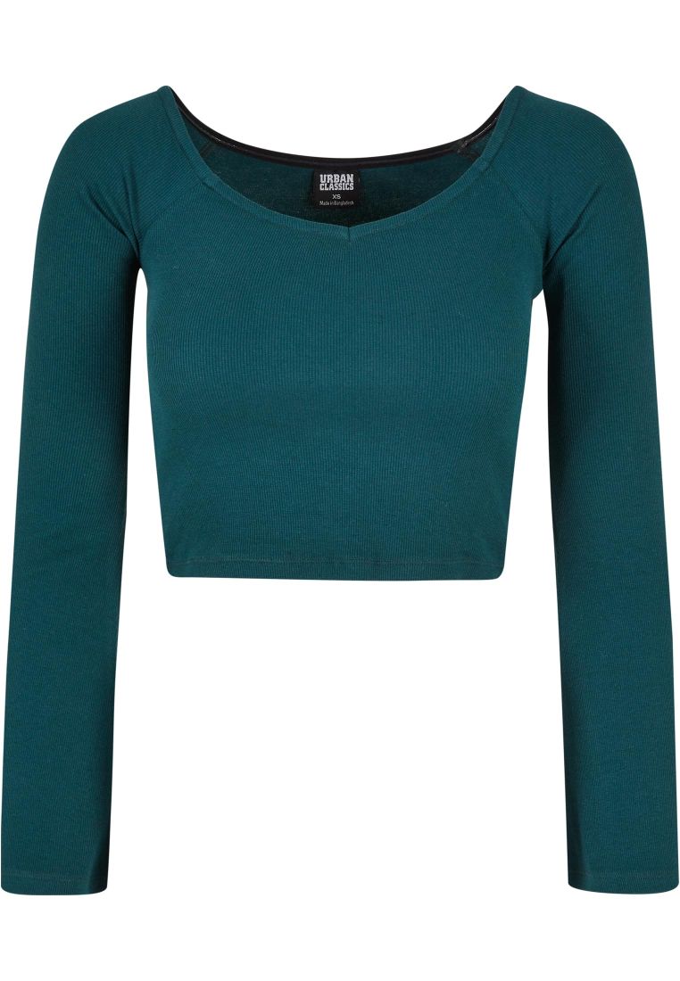 Ladies Short Rib Wide V-Neck Longsleeve - Ladies Crewnecks and College Jackets - TTUTB5416 - 309