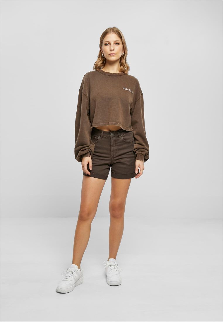 Ladies Cropped Small Embroidery Terry Crewneck - Naisten  Colleget ja Collegetakit - TTUTB5461 - 308