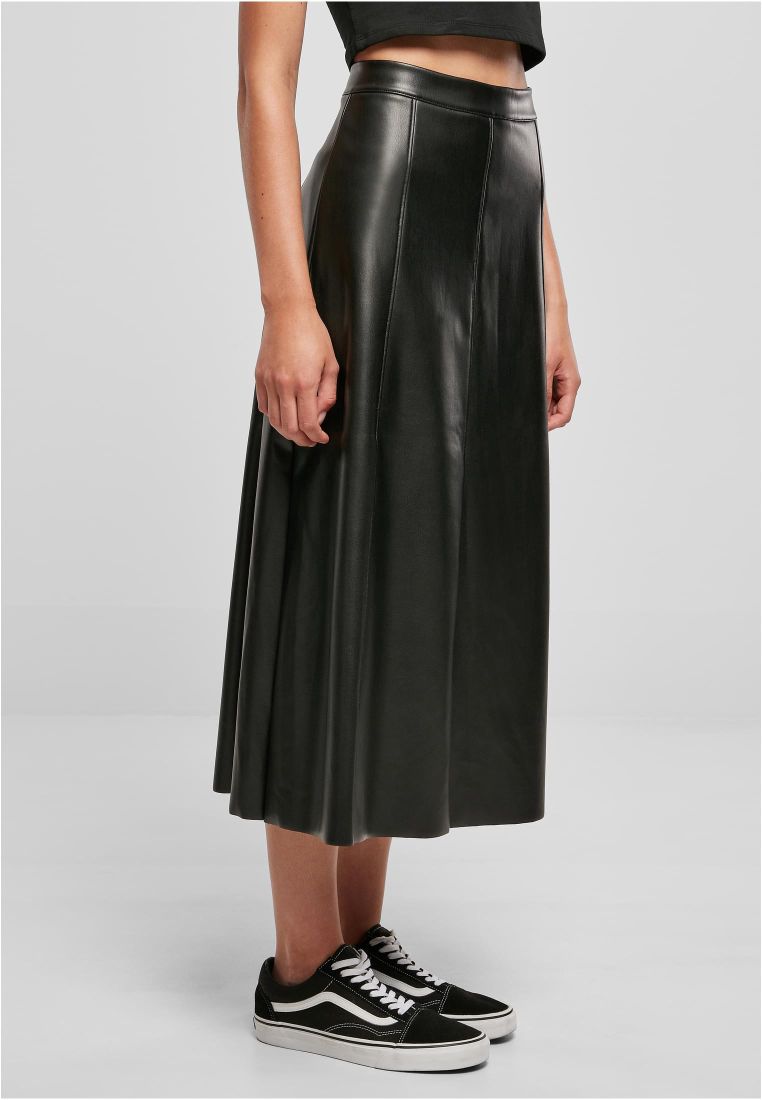 Ladies Synthetic Leather Midi Skirt - Naisten Shortsit, Hameet ja Mekot - TTUTB5486 - 6