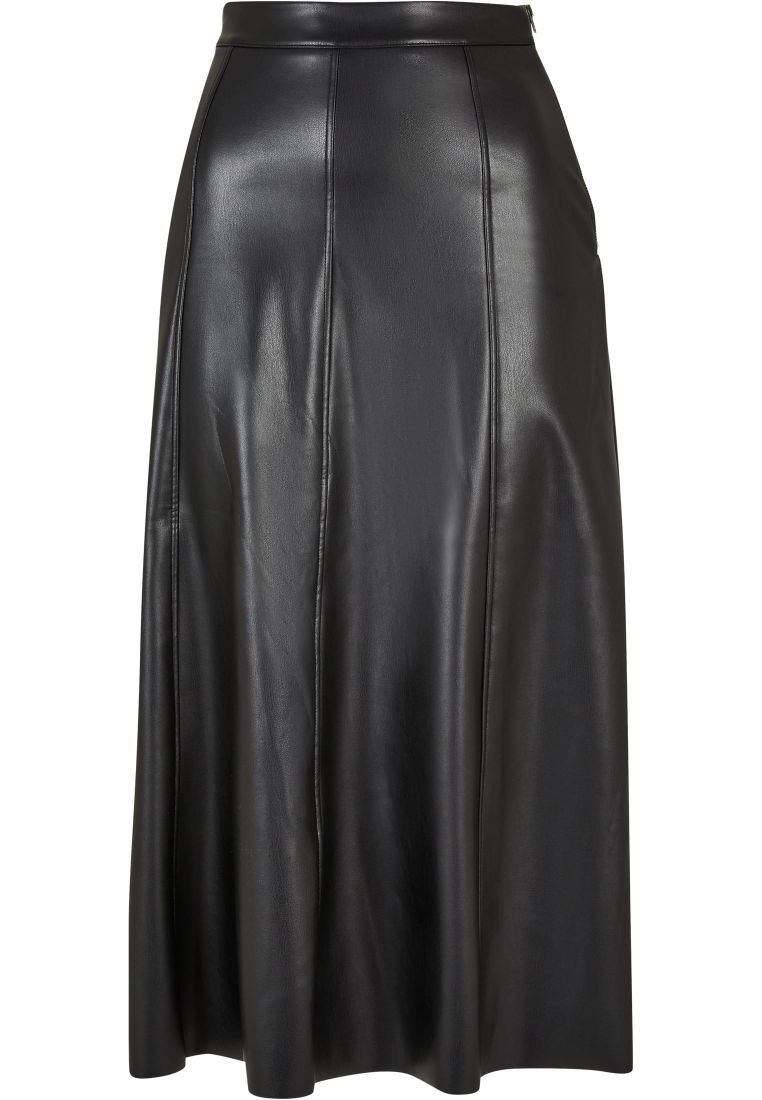 Ladies Synthetic Leather Midi Skirt - Ladies Shorts, Skirts and Dresses - TTUTB5486 - 32