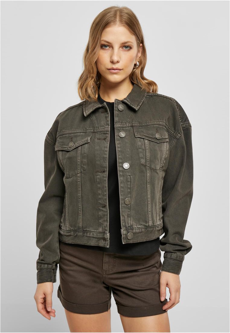 Khaki denim jacket ladies hotsell