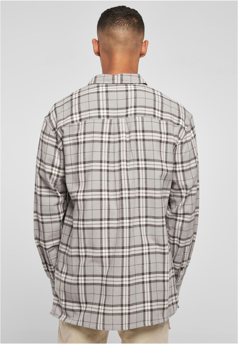 Long Oversized Grey Check Shirt - Miesten kauluspaidat - TTUTB5516 - 5