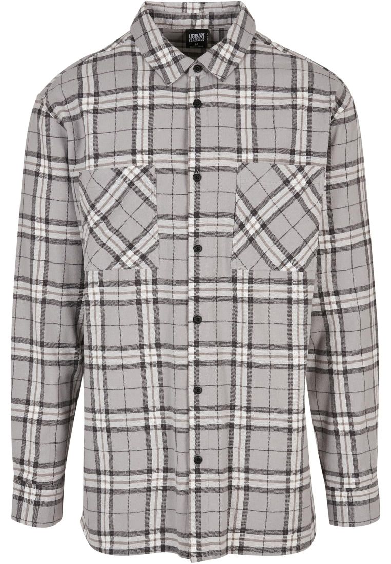 Long Oversized Grey Check Shirt - Miesten kauluspaidat - TTUTB5516 - 8