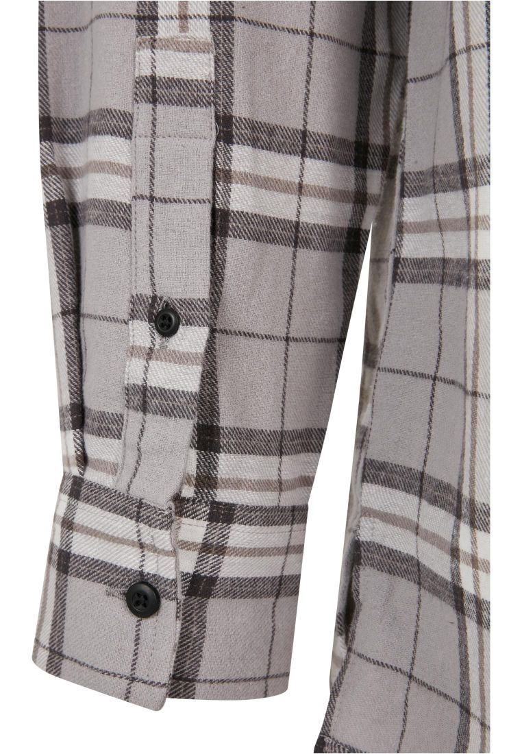 Long Oversized Grey Check Shirt - Miesten kauluspaidat - TTUTB5516 - 14