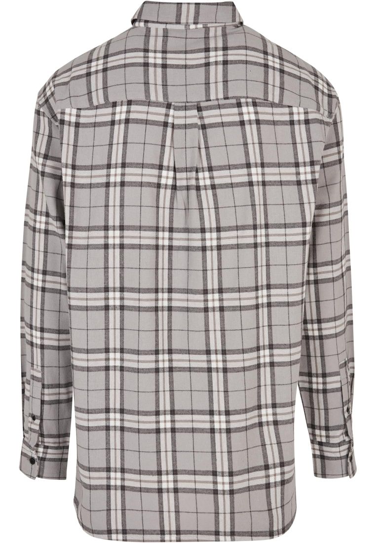 Long Oversized Grey Check Shirt - Miesten kauluspaidat - TTUTB5516 - 9