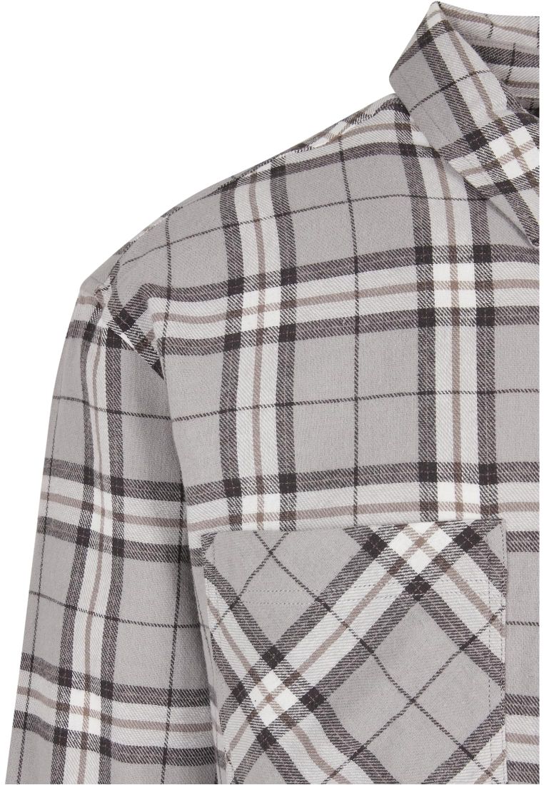 Long Oversized Grey Check Shirt - Miesten kauluspaidat - TTUTB5516 - 11