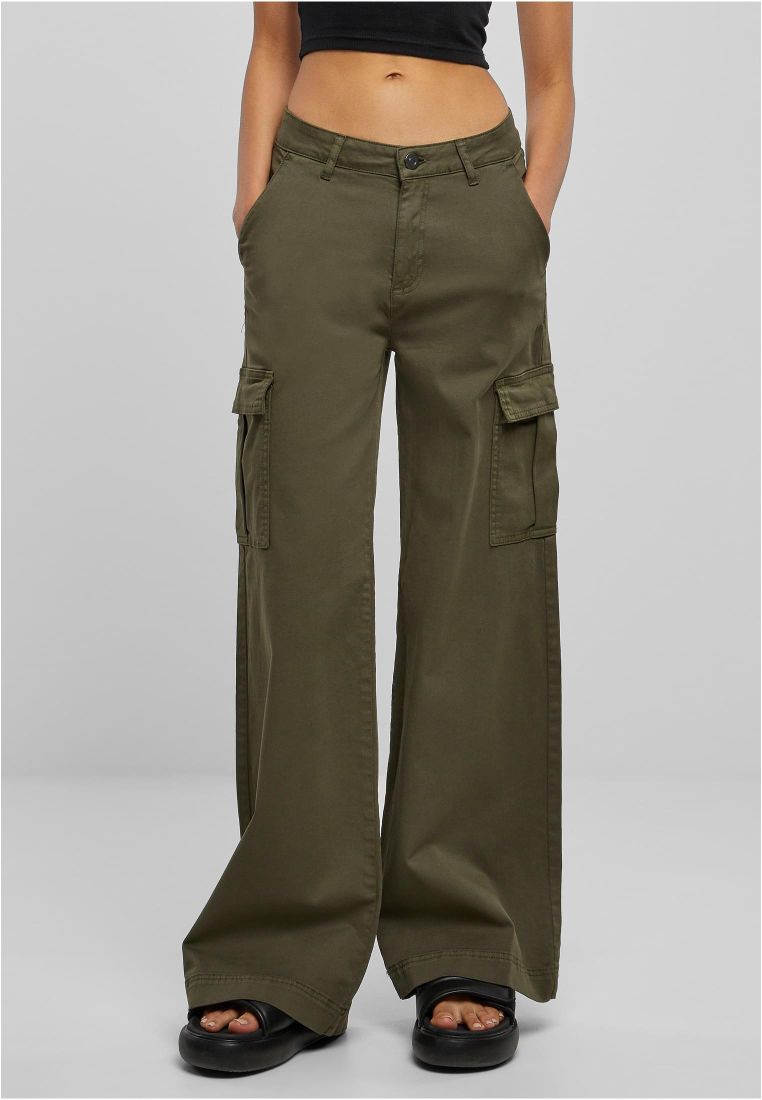 Ladies High Waist Wide Leg Twill Cargo Pants - Naisten Housut - TTUTB6040 - 301