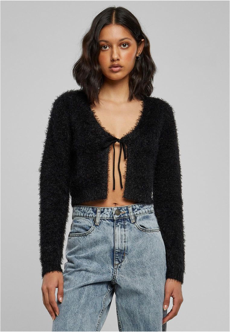Ladies Tied Cropped Feather Cardigan -  - TTUTB6082 - 1