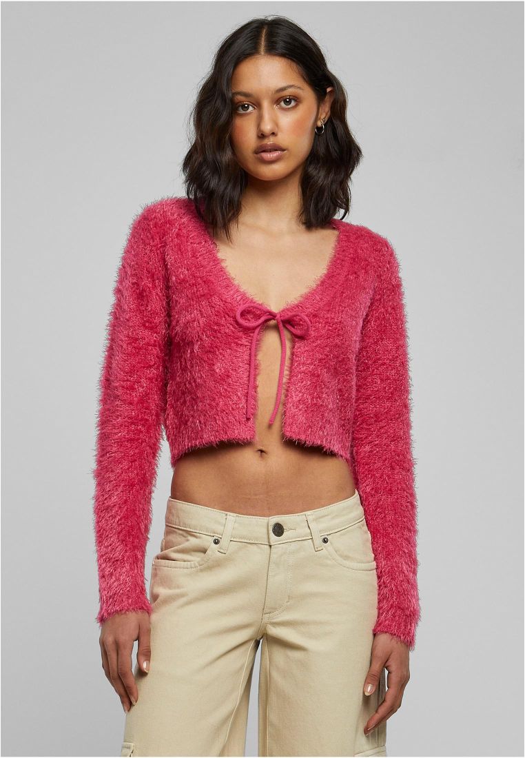 Ladies Tied Cropped Feather Cardigan - - TTUTB6082 - 241