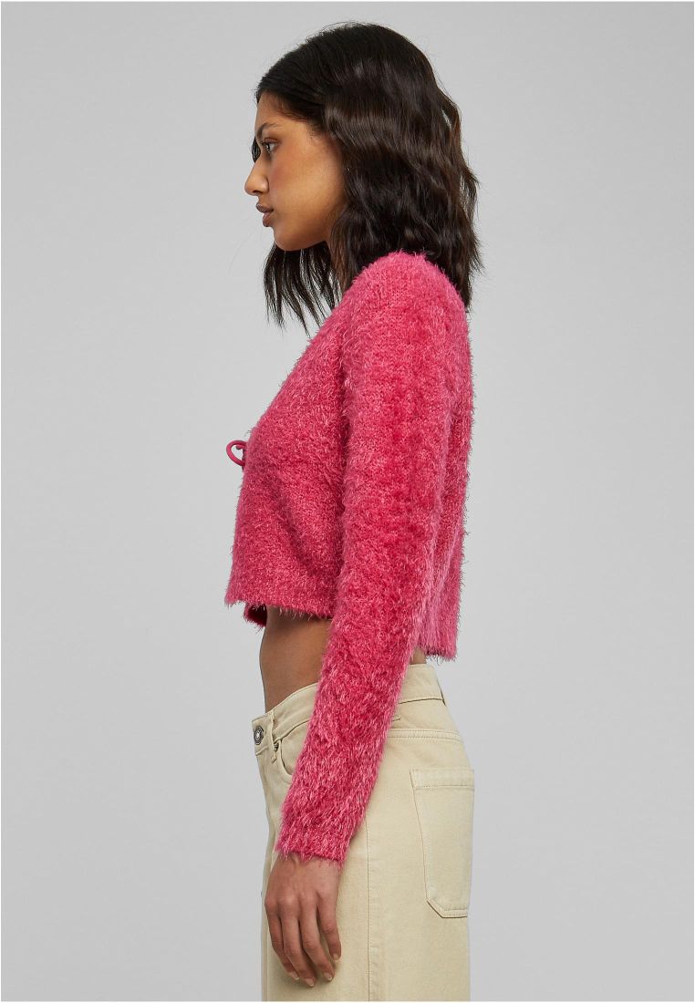 Ladies Tied Cropped Feather Cardigan - - TTUTB6082 - 245