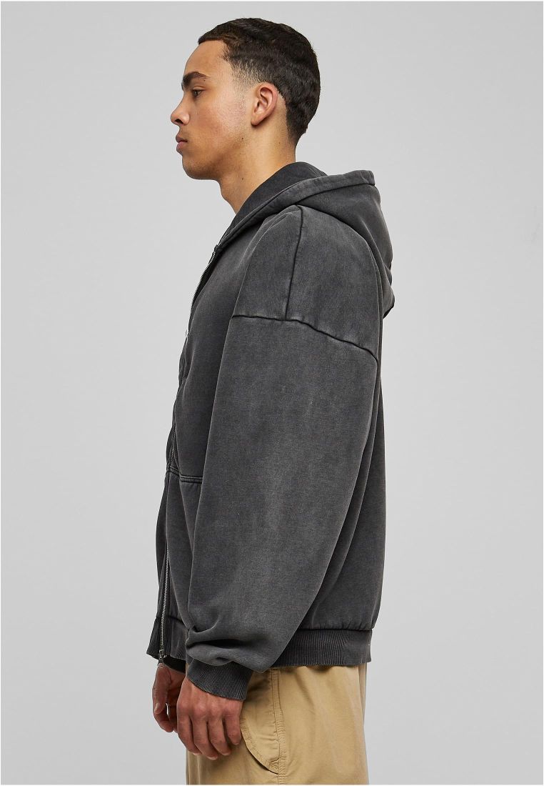 Heavy Stone 90\'s Zip Washed Hoodie-TB6270