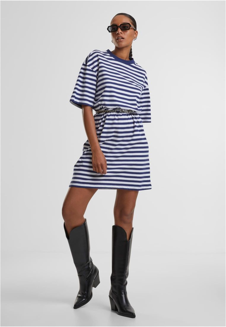 Ladies Oversized Striped Tee Dress - - TTUTB6828 - 306