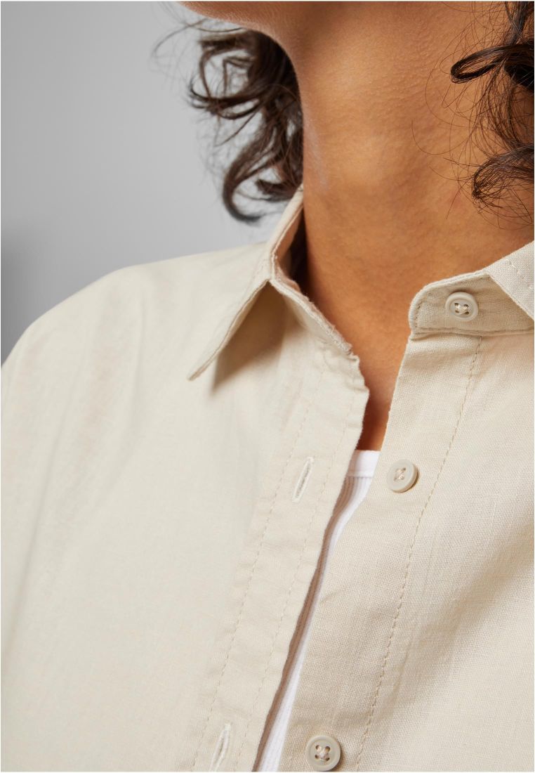 Ladies Linen Mixed Oversized Shirt - - TTUTB6847 - 579