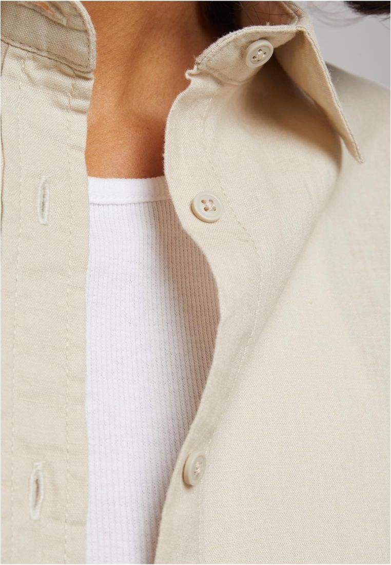 Ladies Linen Mixed Oversized Shirt - - TTUTB6847 - 580