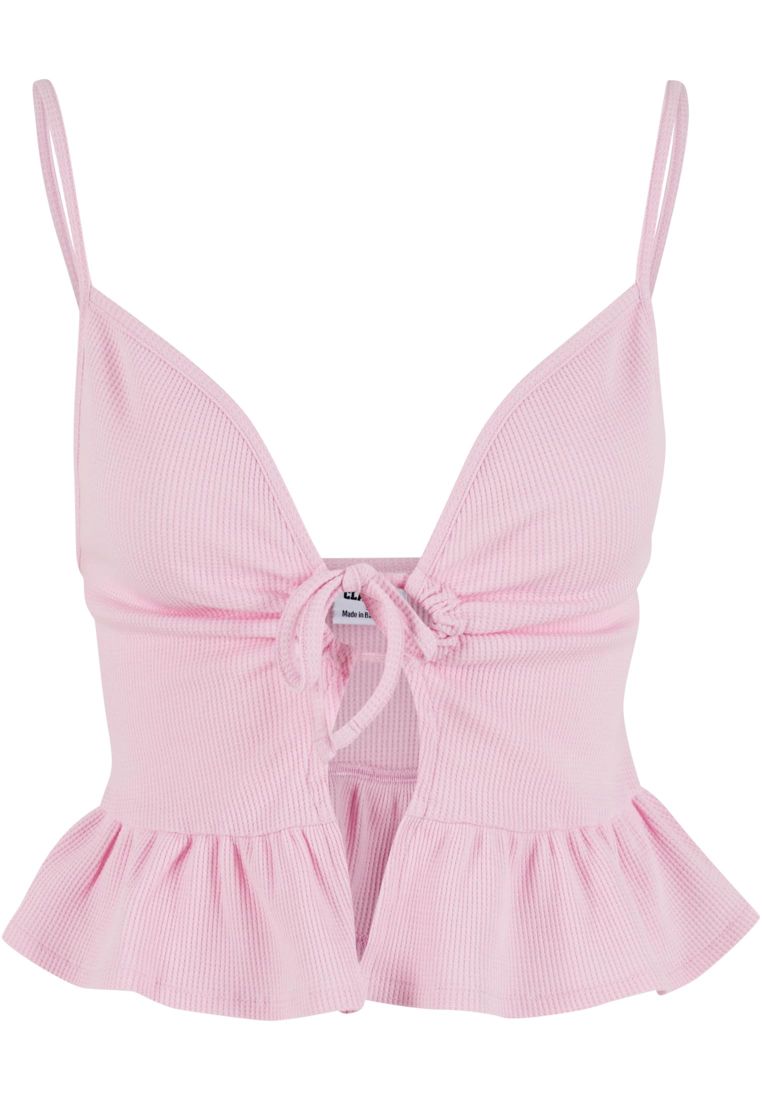 Ladies Waffle Pique Ruffle Top - - TTUTB6871 - 1118