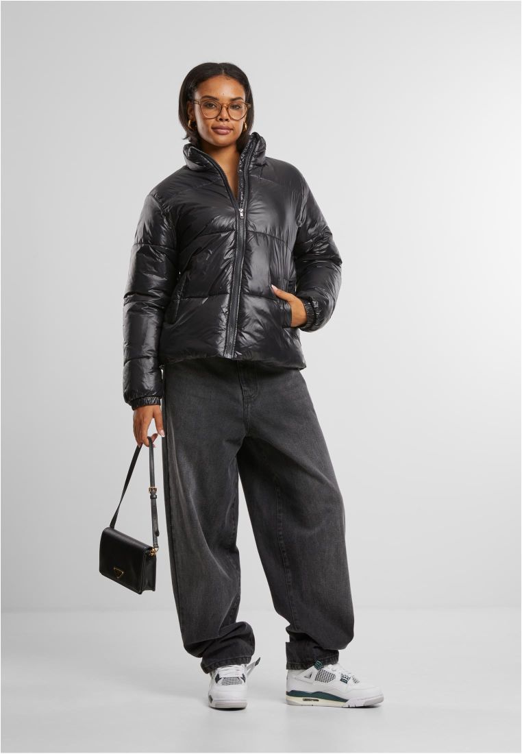 Ladies Recycled Short Shiny Puffer Jacke -  - TTUTB7003 - 36