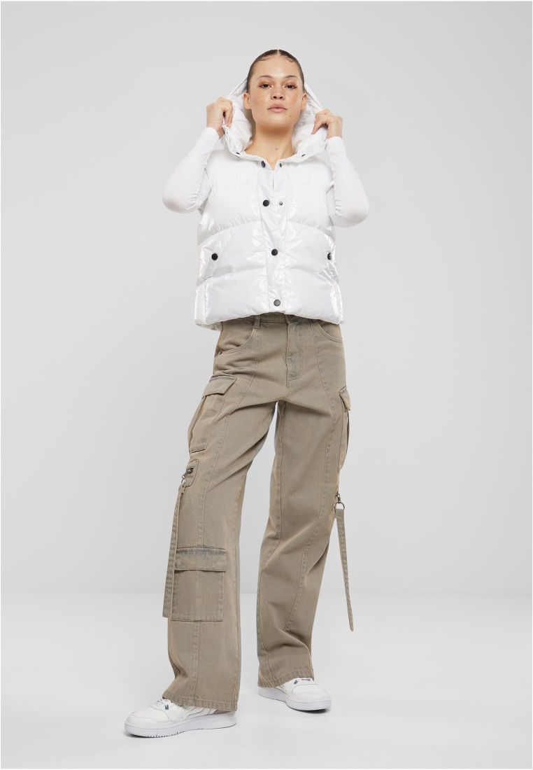 Ladies Recycled Shiny Puffer Vest with H - - TTUTB7004 - 7