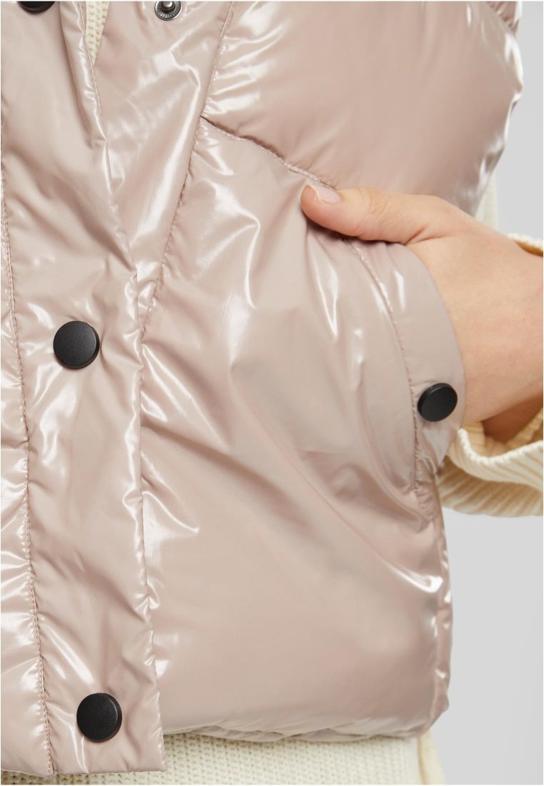 Ladies Recycled Shiny Puffer Vest with H - - TTUTB7004 - 580