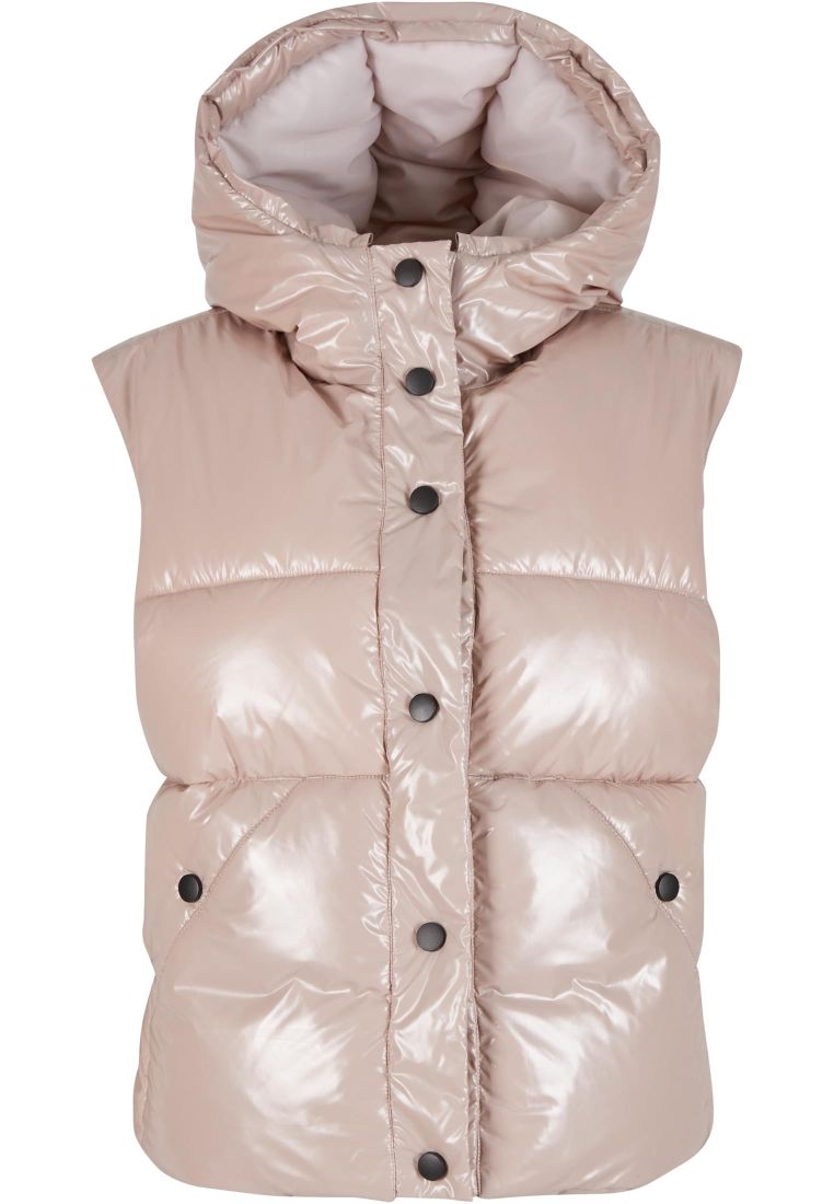 Ladies Recycled Shiny Puffer Vest with H - - TTUTB7004 - 572