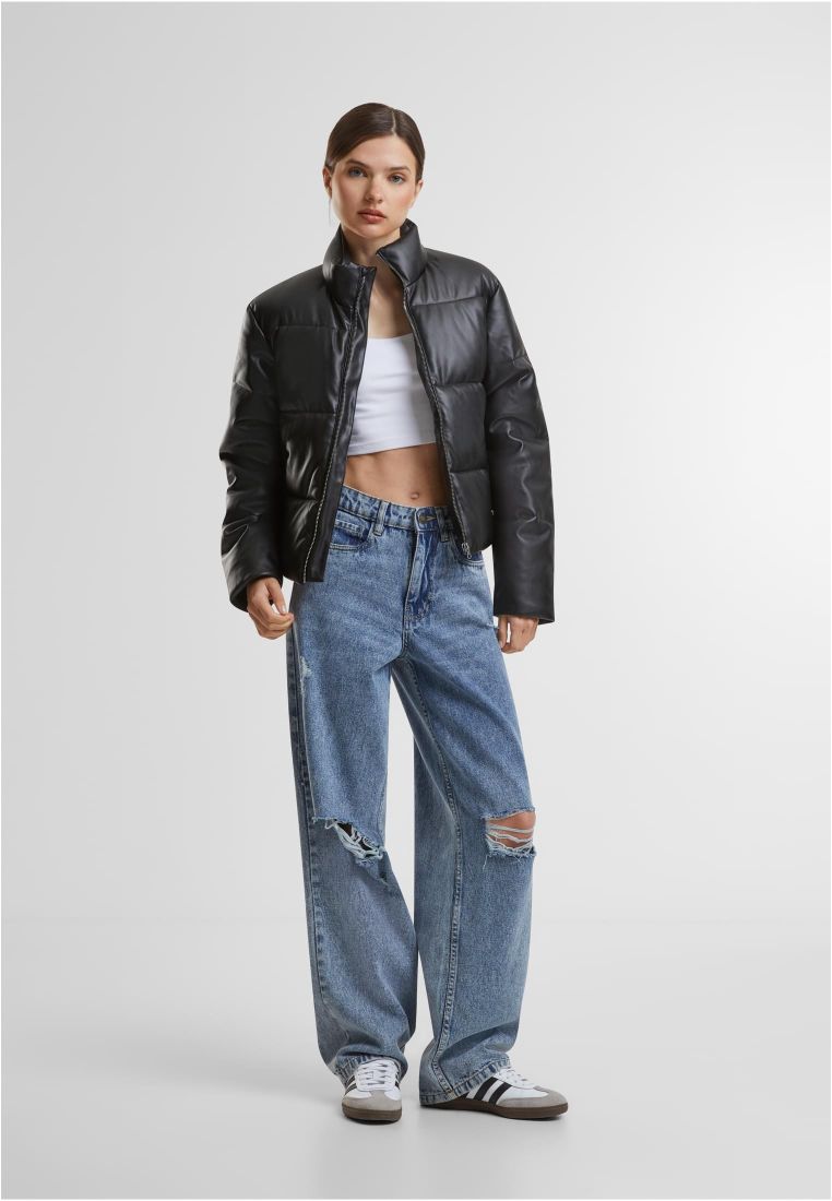 Ladies Synthetic Leather Puffer Jacket - Naisten Takit - TTUTB7073 - 5