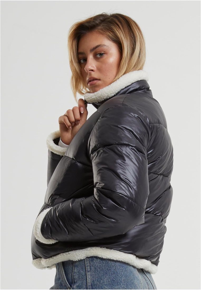 Ladies Recycled Shiny Puffer Sherpa Jack - Ladies Jackets - TTUTB7074 - 35