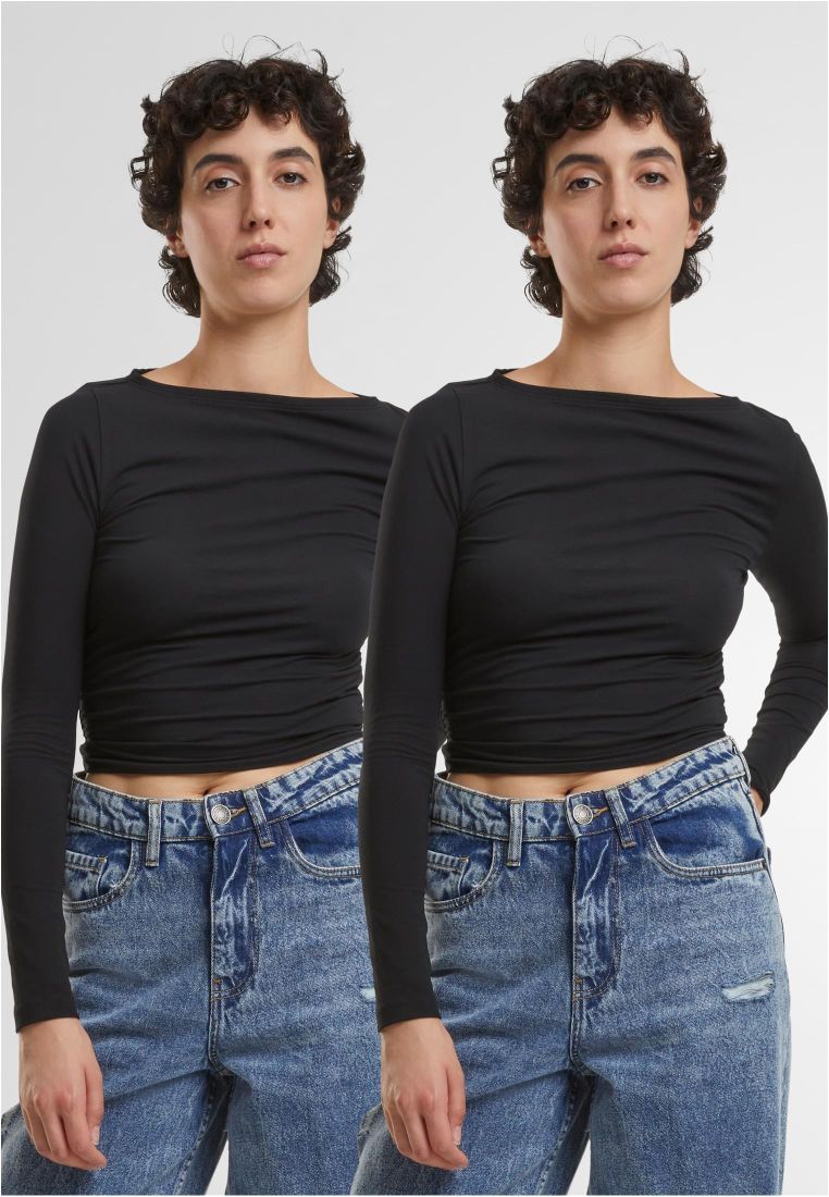 Ladies Ruffled Super Slim Longsleeve 2-P - - TTUTB7088A - 574