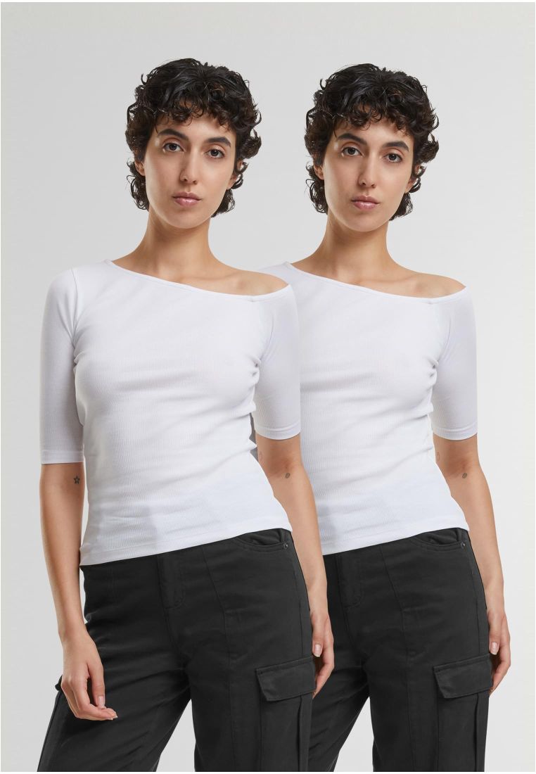 Ladies Organic Asymmetric Rib Tee 2-Pack - - TTUTB7096A - 304