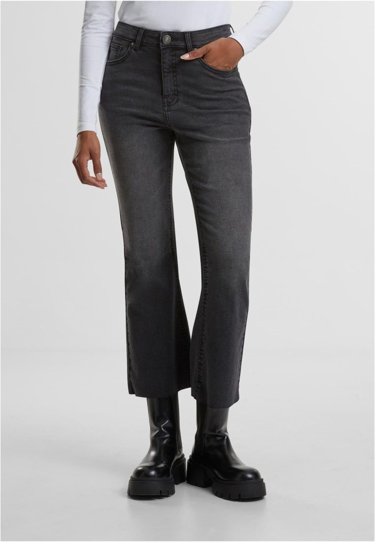 Ladies Cropped Flared Denim Pants -  - TTUTB7103 - 1