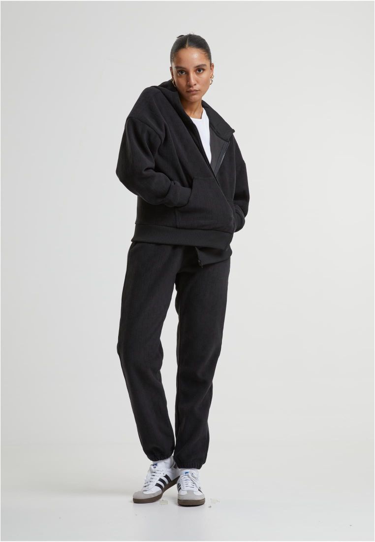 Ladies Jacquard Velvet Oversized Zip Hoody - - TTUTB7121 - 36