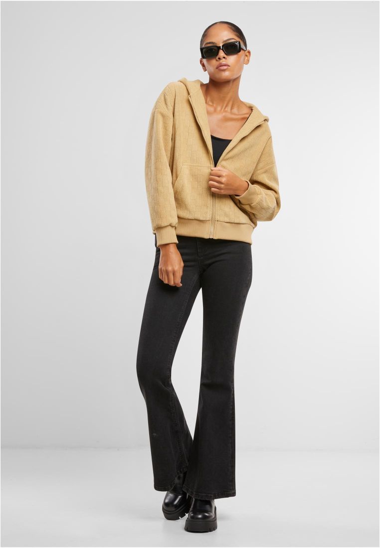 Ladies Jacquard Velvet Oversized Zip Hoody - - TTUTB7121 - 5