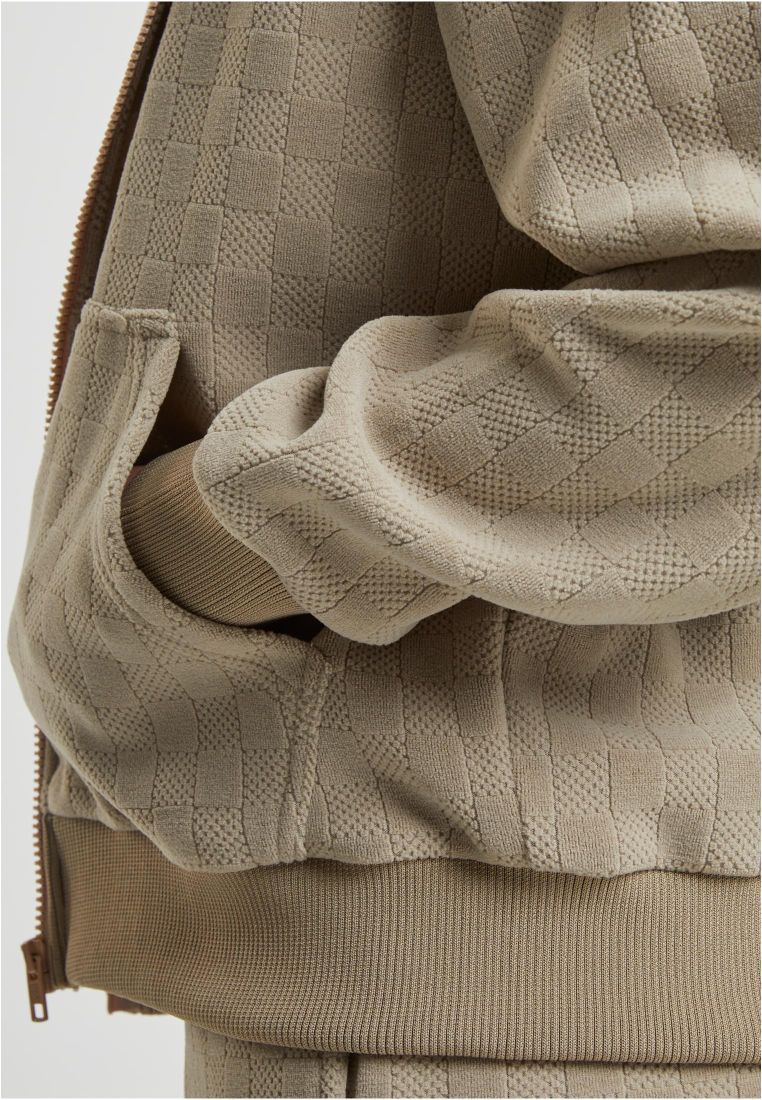 Ladies Jacquard Velvet Oversized Zip Hoody - - TTUTB7121 - 308