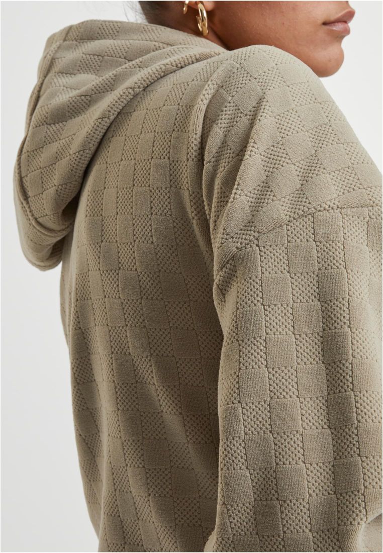 Ladies Jacquard Velvet Oversized Zip Hoody - - TTUTB7121 - 309