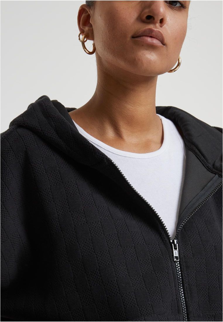 Ladies Jacquard Velvet Oversized Zip Hoody - - TTUTB7121 - 40