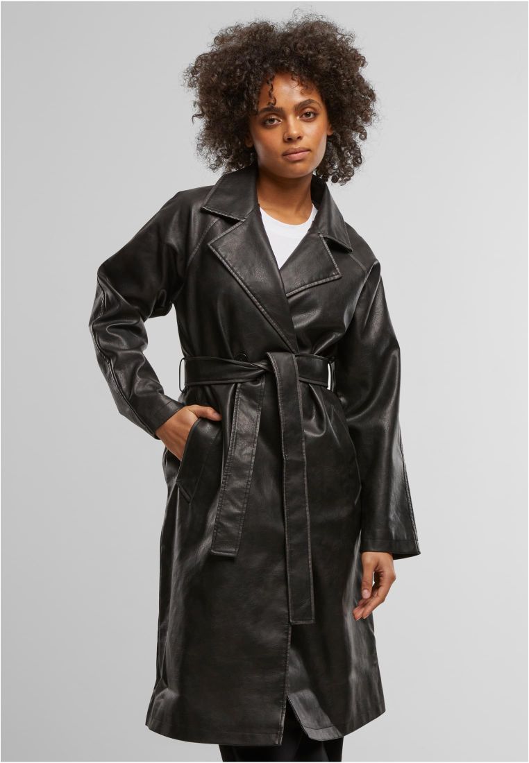 Ladies Vintage Leather Trenchcoat -  - TTUTB7183 - 1