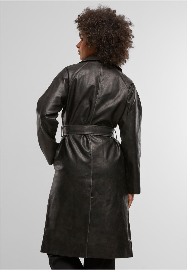 Ladies Vintage Leather Trenchcoat -  - TTUTB7183 - 4